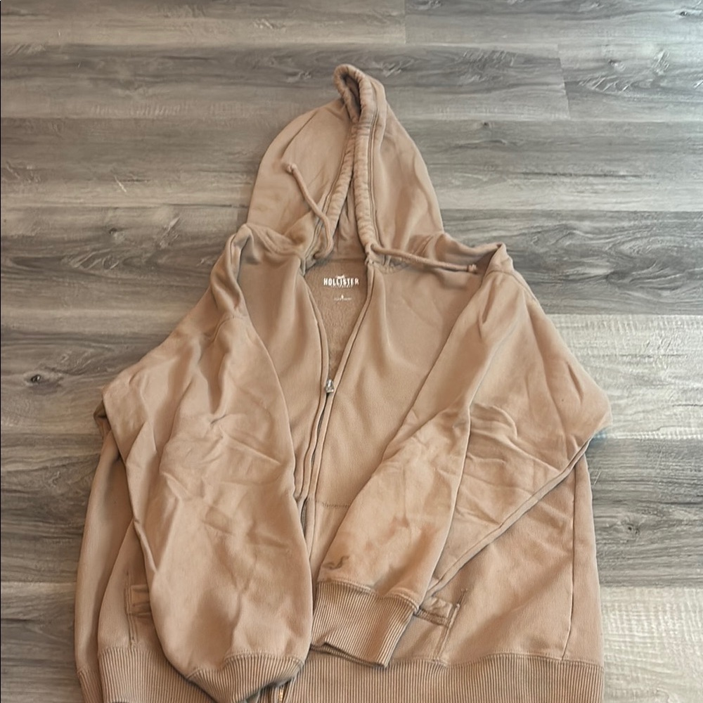 Hollister Beige Zip-Up Hoodie